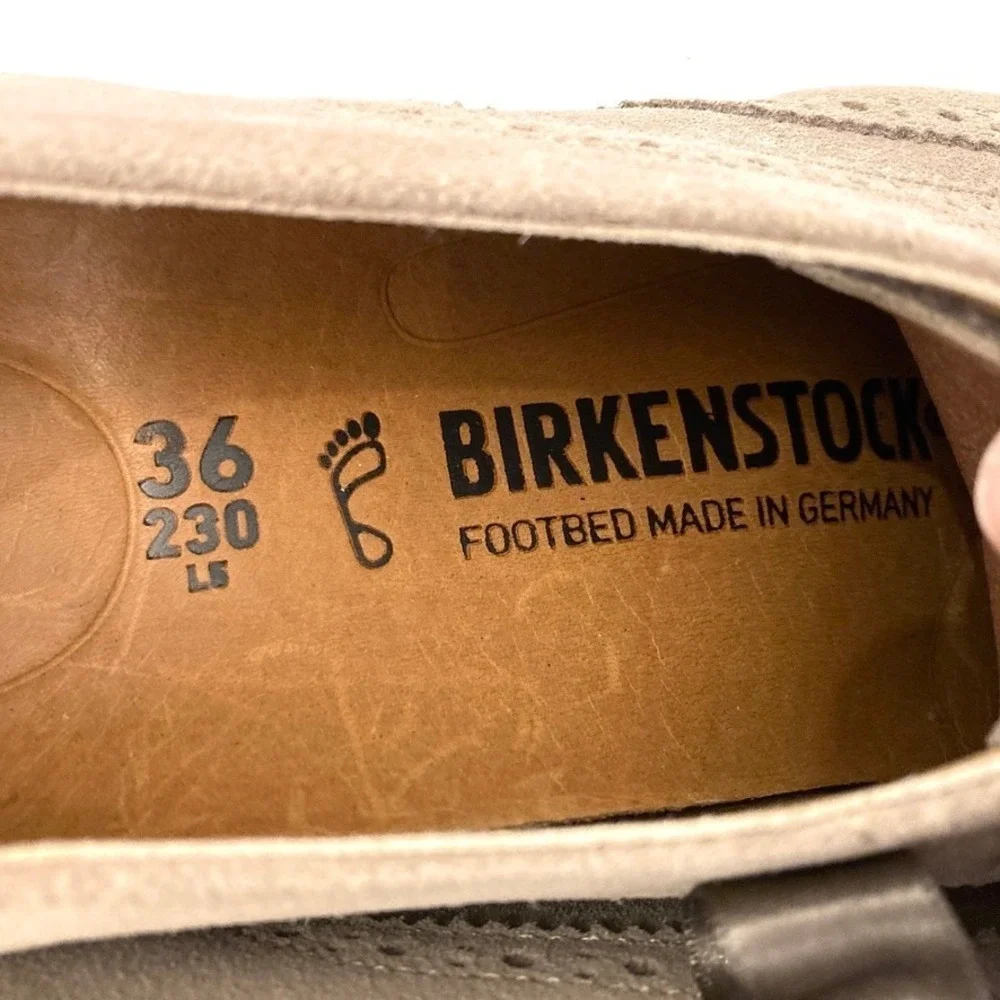 Birkenstock Laramie Wingtip Suede Shoes Taupe Regular Fit Women 5 EU‎ 36